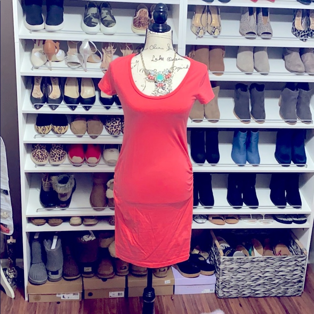 Coral maternity dress